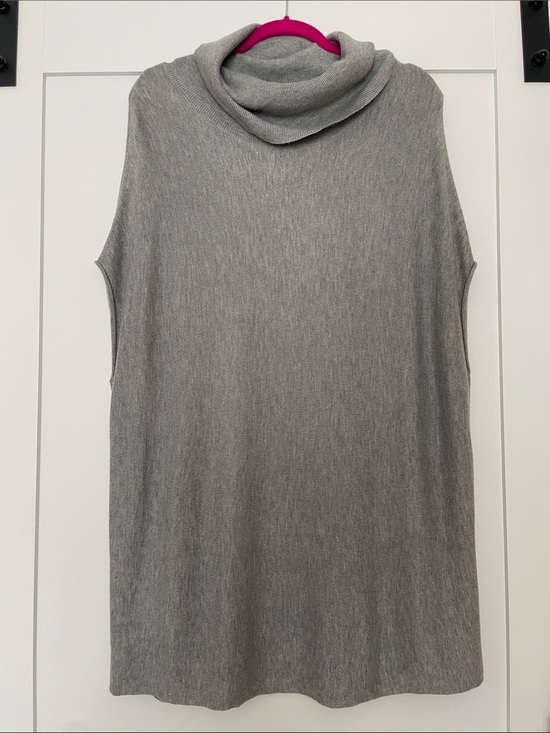 Sweaters - Joan Vass Light Gray Cowl Neck Sleeveless Tunic
